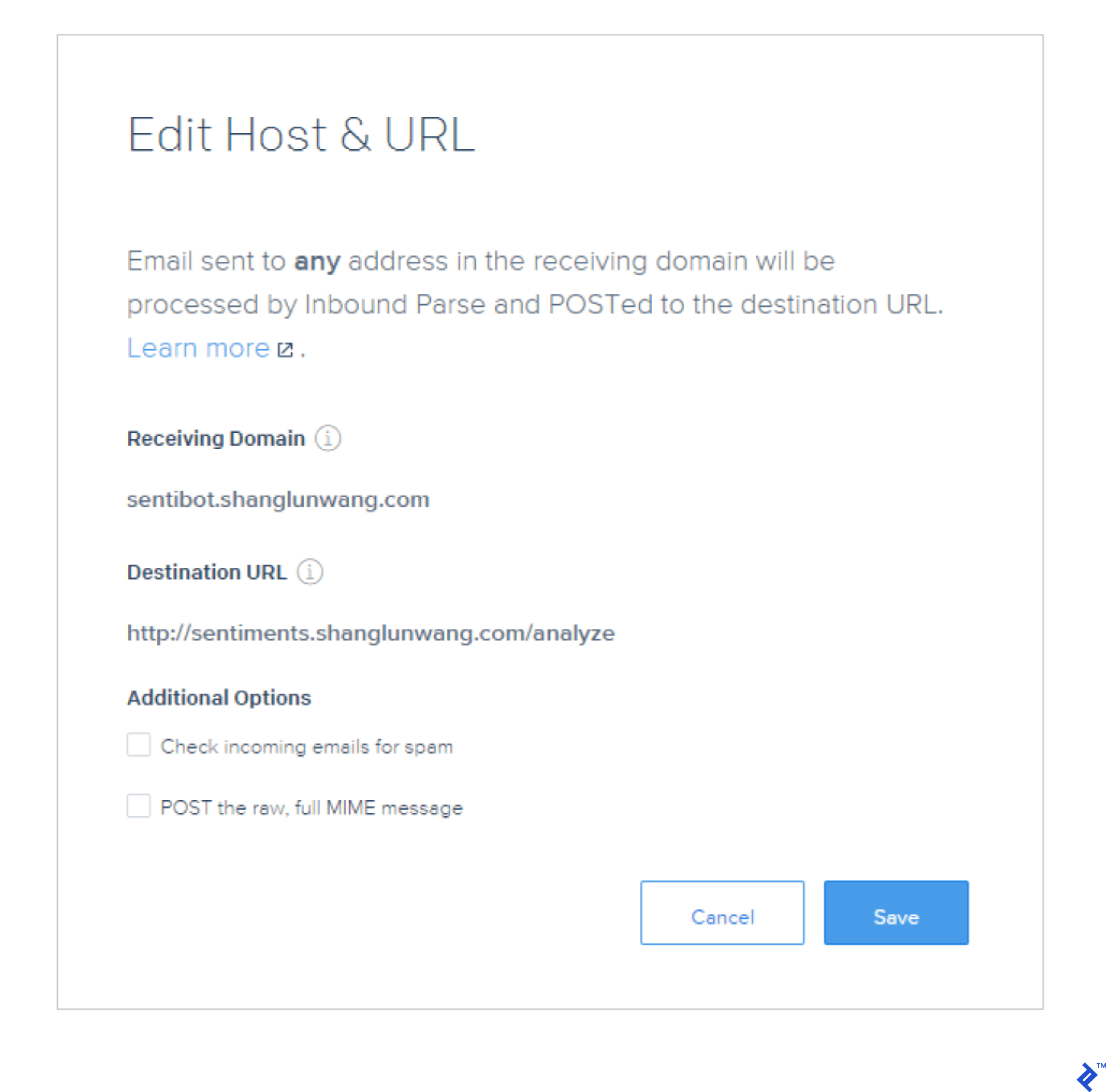 Sendgrid configuration