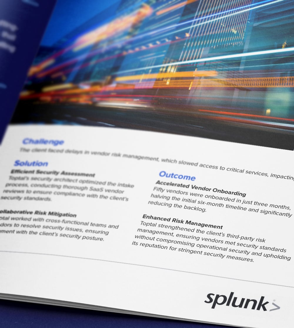 Toptal accelerates vendor risk management and enhances security for SaaS leader, reducing onboarding time by 50%.