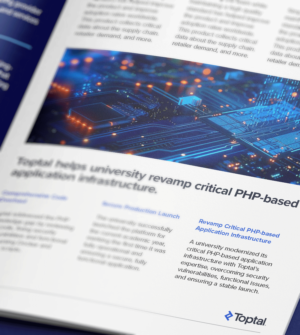 Toptal helps university revamp its critical PHP-based application infrastructure.