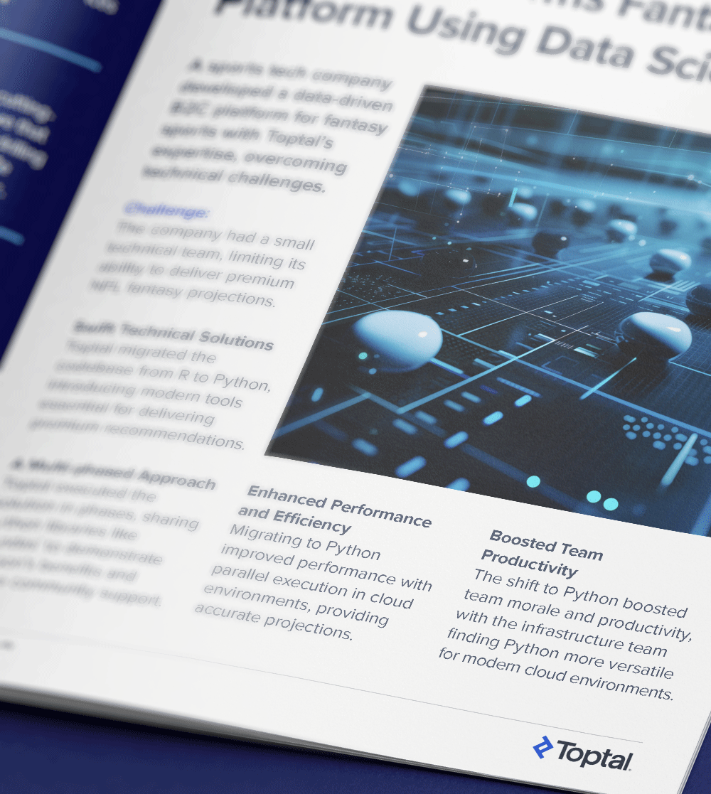 Toptal’s Python programmers transform a fantasy football platform.