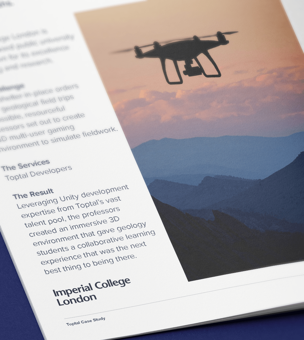 Toptal developed an immersive virtual geology fieldwork platform for Imperial College London.