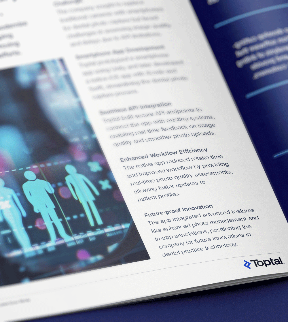 Toptal iOS developer streamlines dental photo capture for healthcare company with native app.