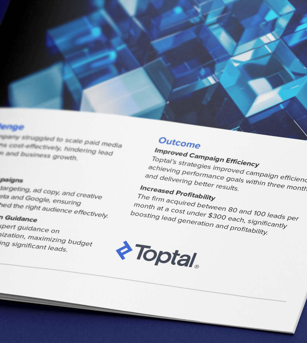 Toptal SEM expert enhances paid media ROI for real estate firm.