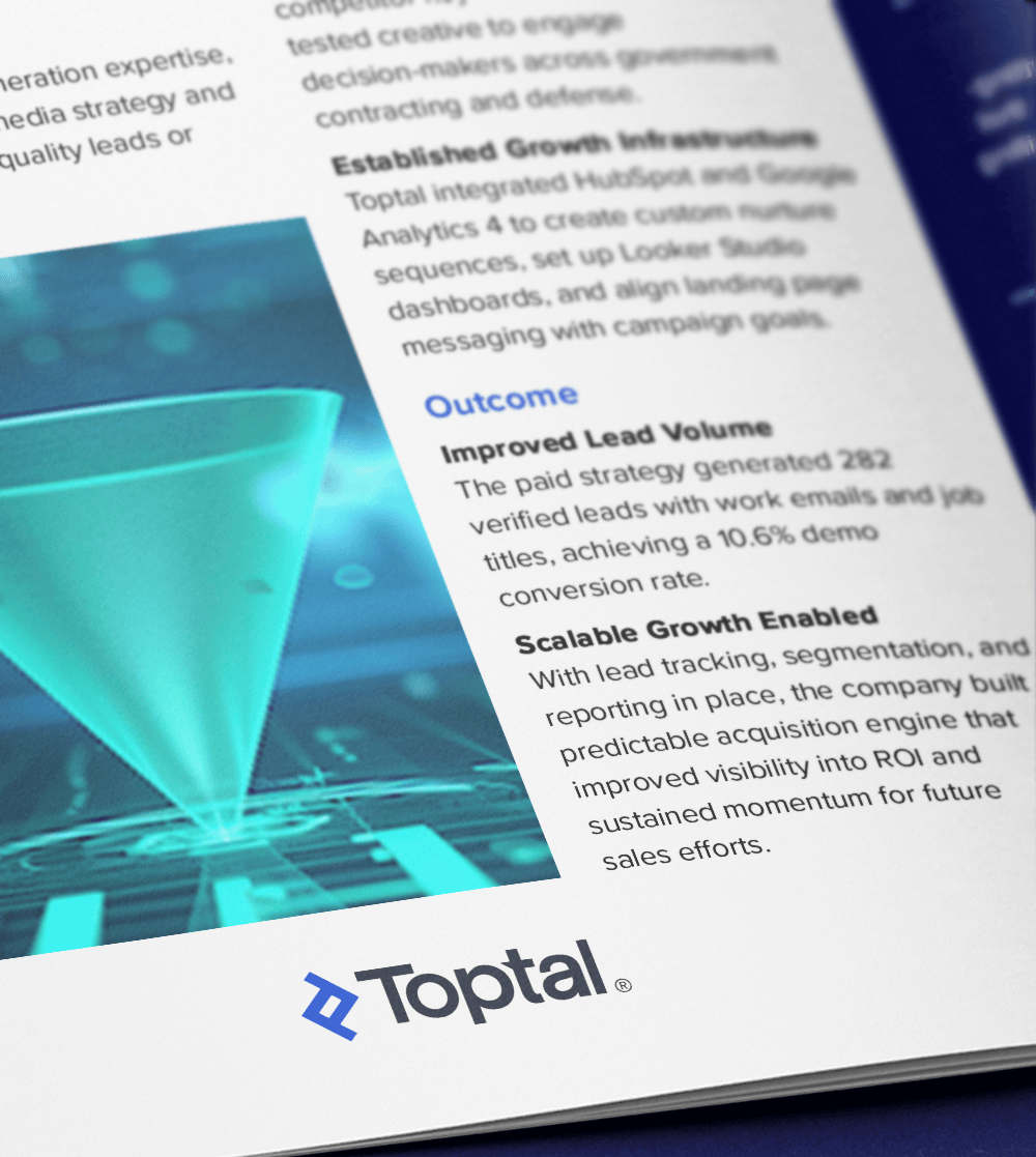 Toptal drives 282 qualified leads for B2G SaaS company with full-funnel campaigns.