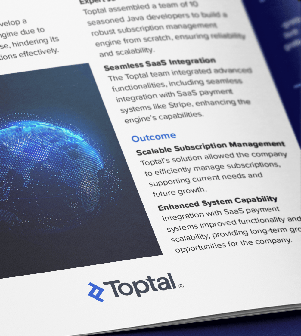 Toptal transforms subscription management for Fortune 500 global automotive company.