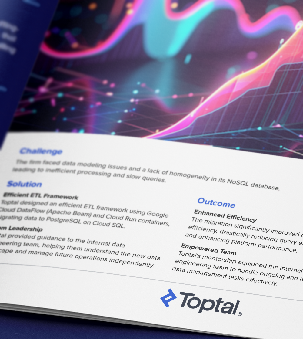 Toptal enhances data processing efficiency with database cloud migration.