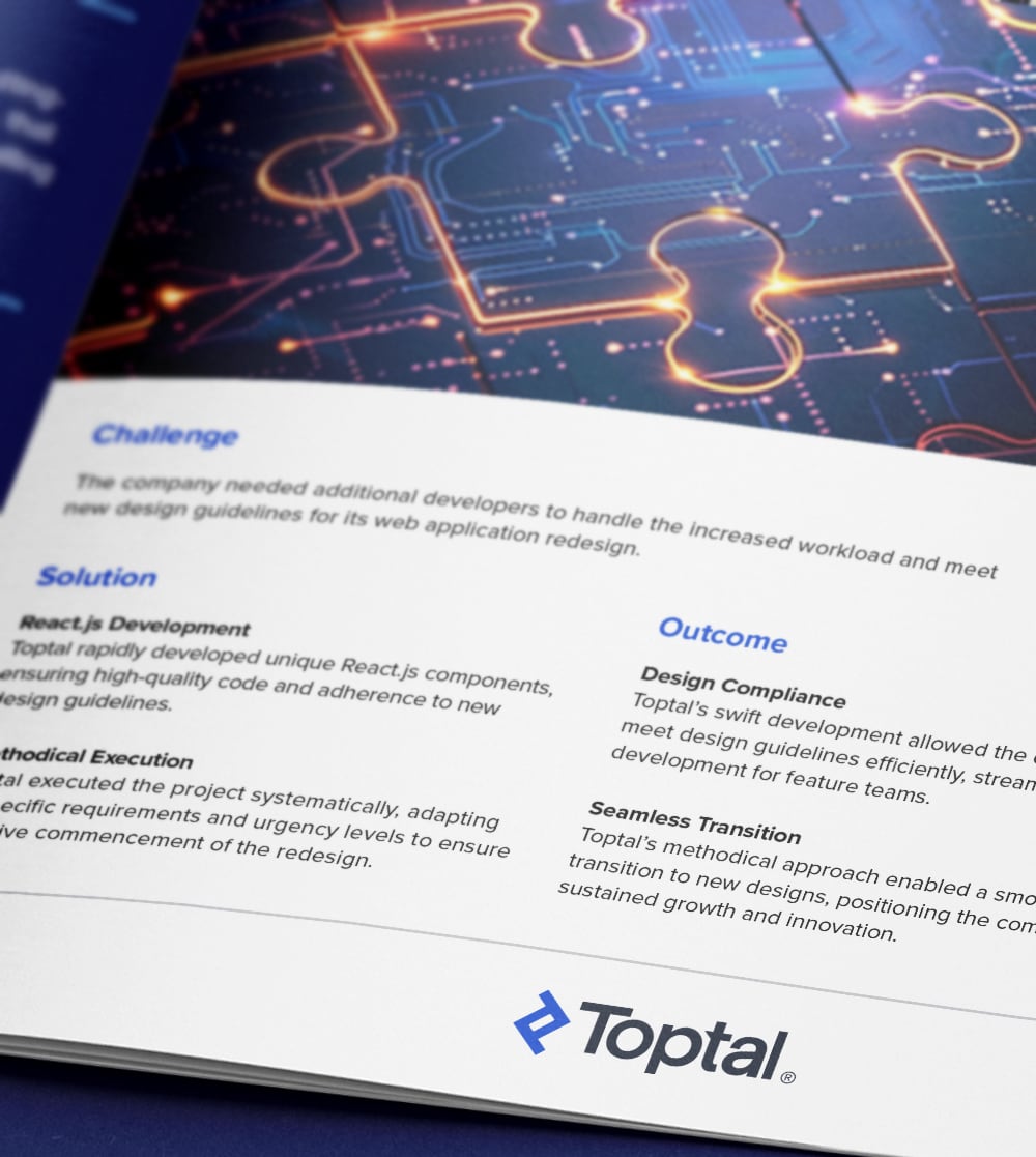 Toptal revamps web applications with custom React.js components.