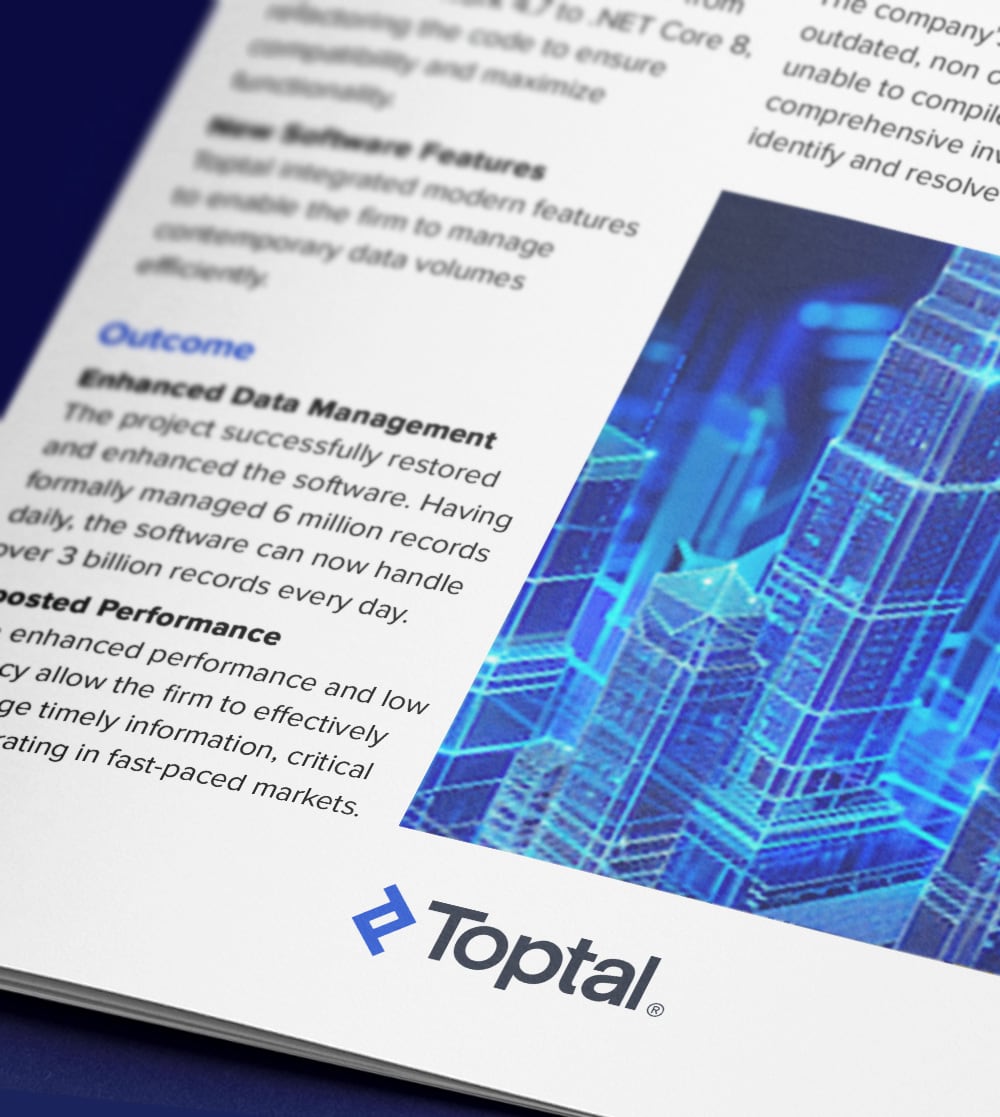 Toptal modernizes legacy tool for investment software firm.