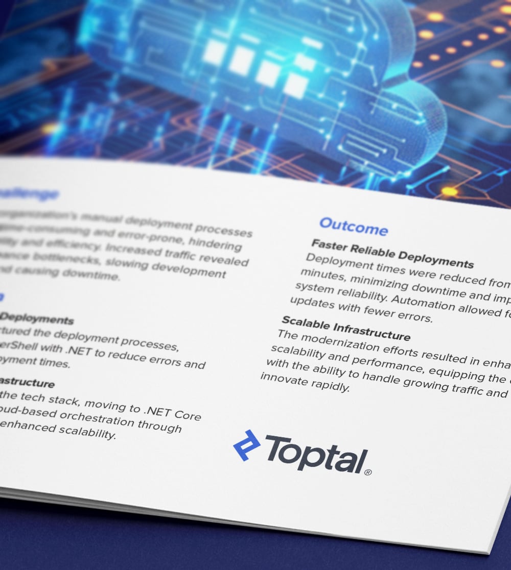 Toptal enhances educational services with streamlined deployments and expert .NET development.