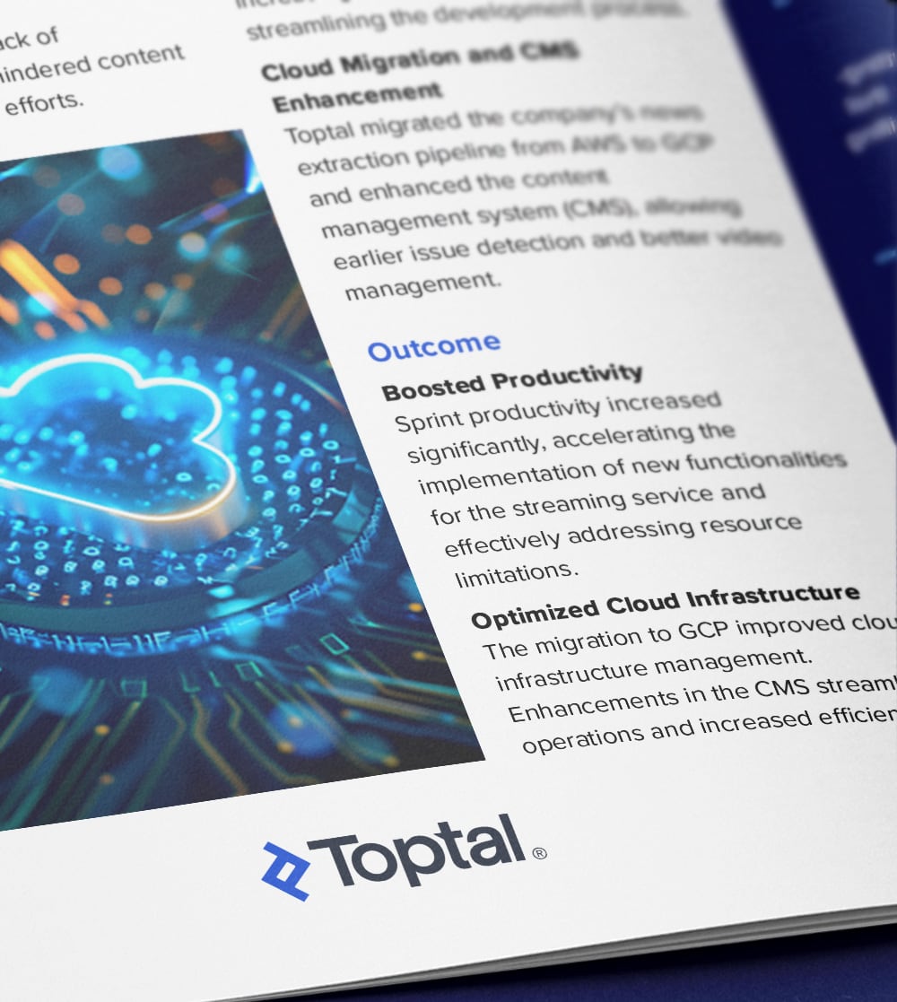 Toptal enhances news media company’s streaming service development.