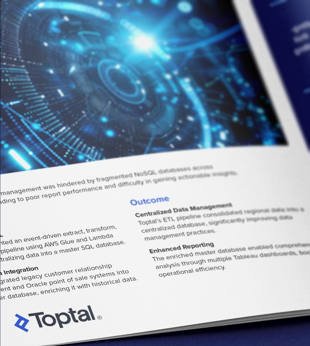 Toptal Tableau developer enhances data management for global retail company.