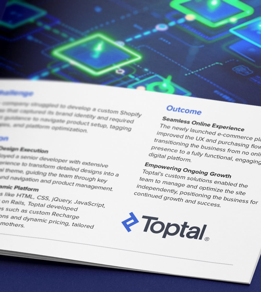 Toptal provides prenatal nutrition e-commerce company with custom Shopify solution.