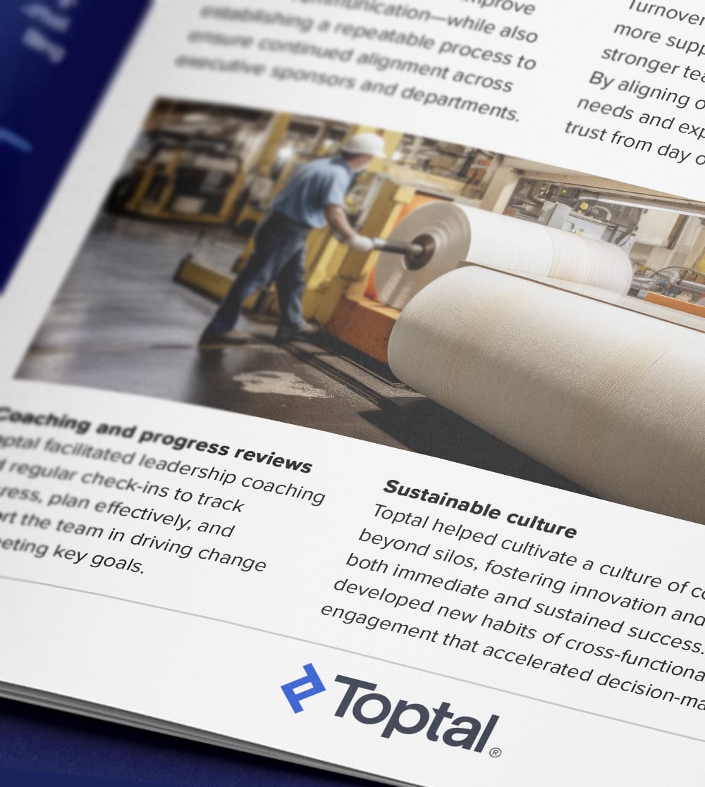 Toptal helps Fortune 500 manufacturer improve new hire experience and employee retention.