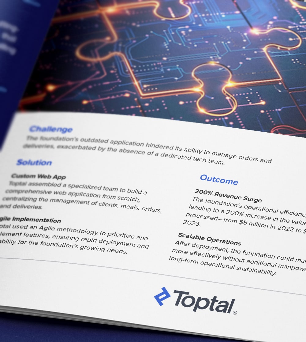 Toptal empowers national food and beverage company’s foundation with a scalable web app.