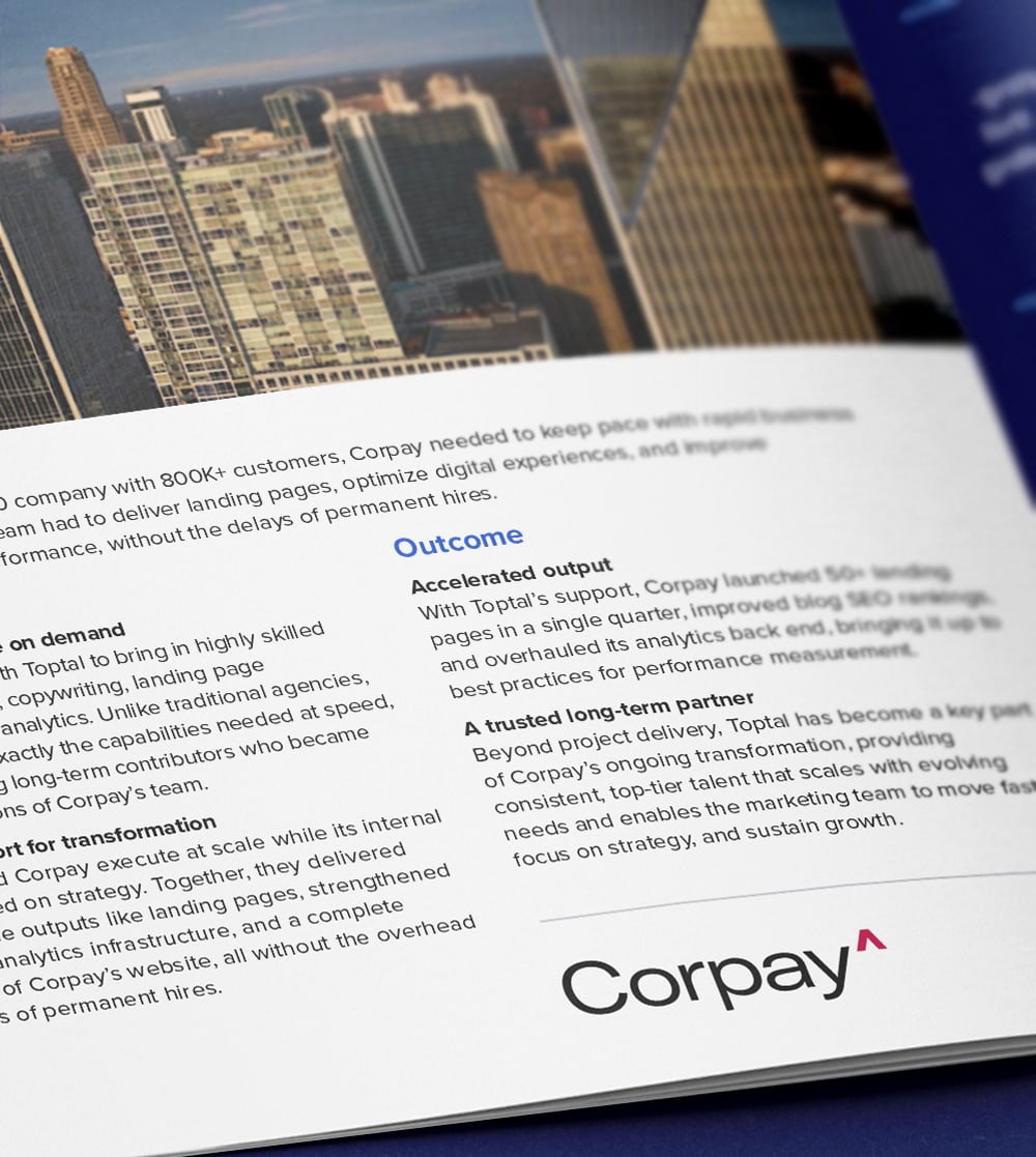 Toptal helps Corpay scale marketing efforts, optimizing digital experiences and boosting SEO performance.