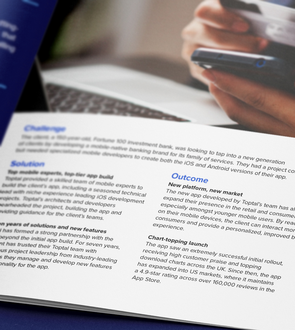 Top-five global financial services firm partners with Toptal to reach new market with Android mobile app development.