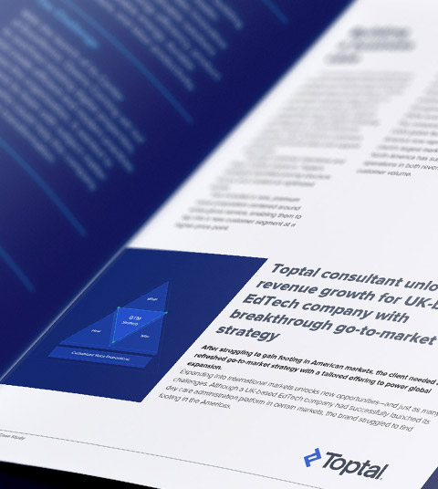 Toptal’s market research and competitor analysis catalyze 250% revenue growth for UK-based edtech company.