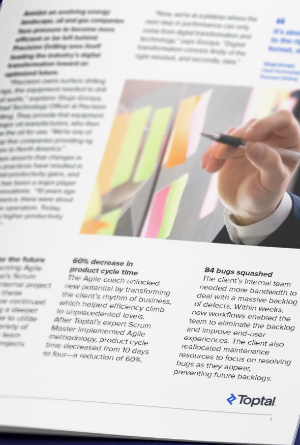 Fortune 1000 insurer leverages Toptal’s Agile coaching services to improve efficiency.