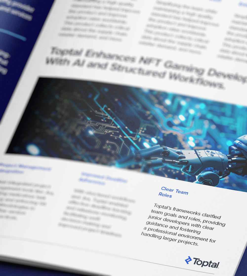 Toptal enhances project management efficiency with structured workflows for NFT game developer.