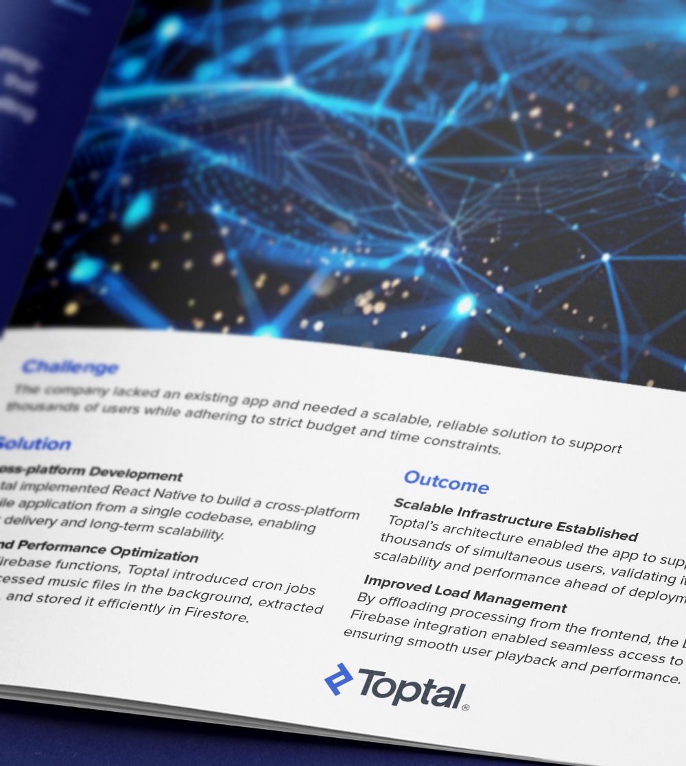 Toptal delivers cost-effective, scalable React Native app for music education startup.