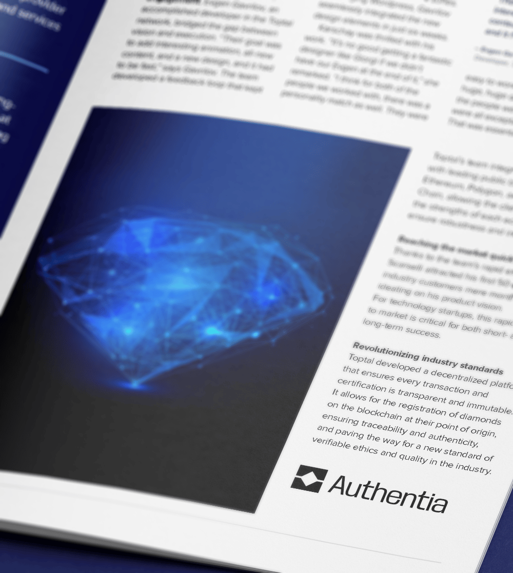 Authentia partners with Toptal to revolutionize gem tracing with a first-of-its-kind blockchain solution.