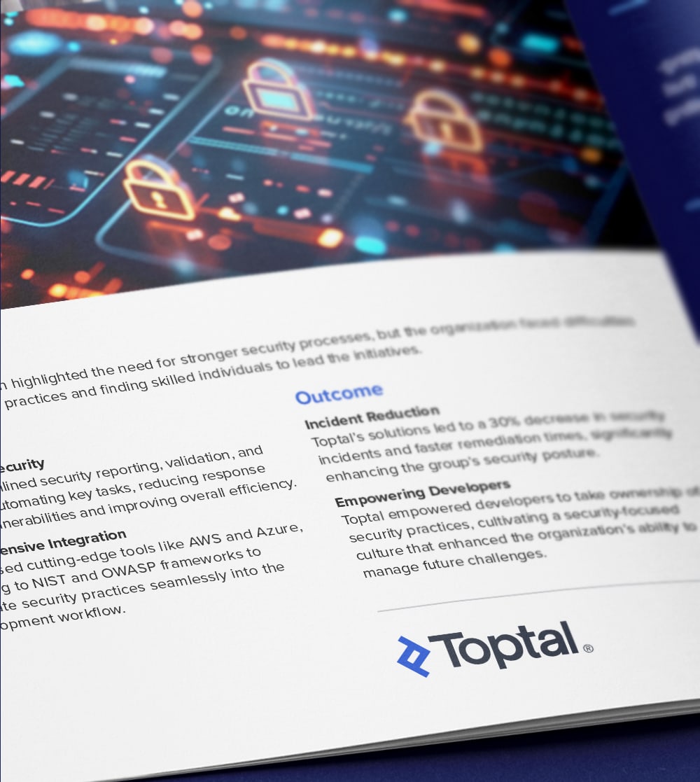 Toptal reduces security incidents by 30% for legal information services provider.