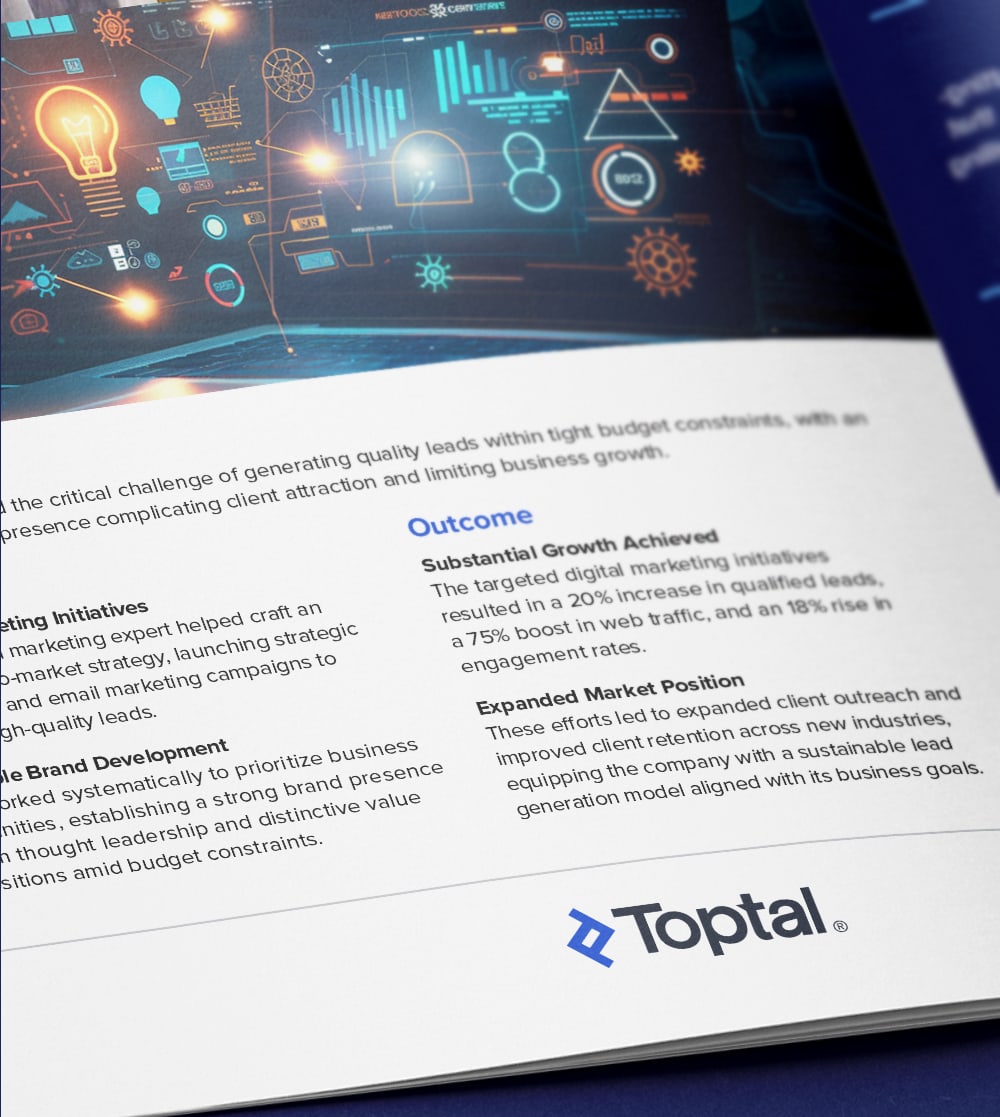 Toptal helps boost engineering design firm’s qualified leads by 20% and engagement rate by 18%.