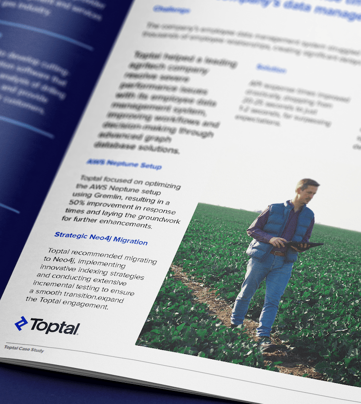 Toptal cuts API response times by more than 90% for global agritech company.