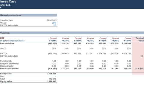 Business Case Calculation for a Digital Business Spin-off project