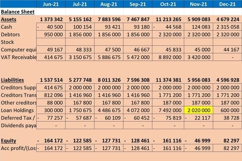 Cash Flow Forecast for the Transport Industry project