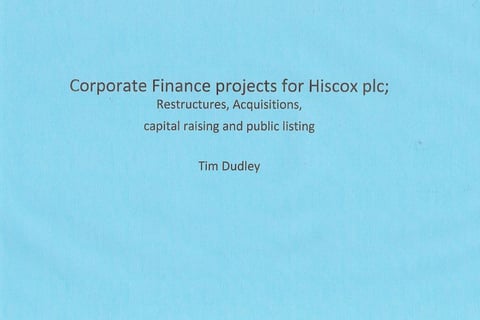 Corporate Finance Projects for Hiscox PLC project