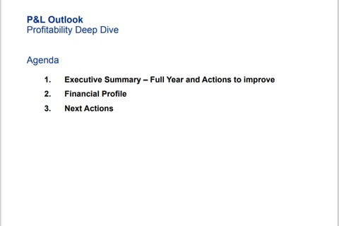 Profitability Scenario Analysis with a Recovery Action Plan project