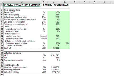Business Modeling and DCF Valuation of a New $1.5 Million Project project