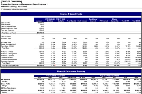 LBO Model for Consumer Services Franchise Target Company project