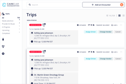 Web App/Dashboard for Dispatch and Agents for CareCar, a Healthcare Co. Providing Rides to Patients project