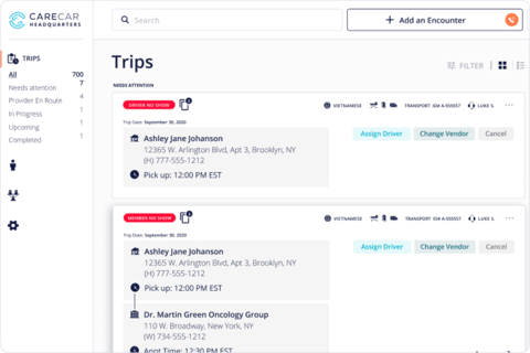 Web App/Dashboard for Dispatch and Agents for CareCar, a Healthcare Co. Providing Rides to Patients project