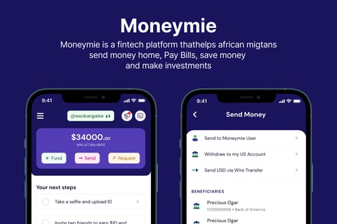 Moneymie App | Financial App for Sending Money from the US to Africa project