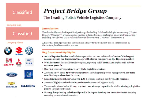 Sale of a Leading Vehicle Logistics Company to the Largest Player in the Global Market (from Asia) project