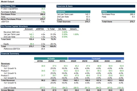 Financial Model for Private Equity Investment project