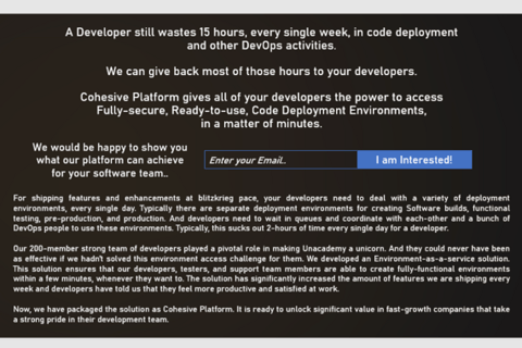 Sales Pitch and Website Copy for a Startup Selling a DevOps Platform project