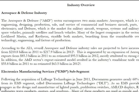 Aerospace Industry Overview for Public Stock Screening project