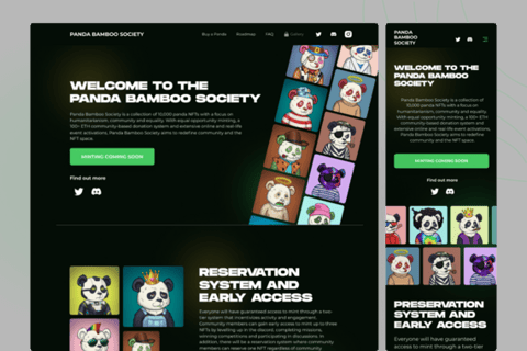 NFT Marketplace Landing Page Design | Panda Bamboo Society project