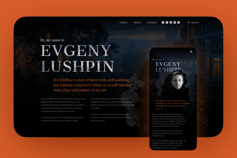 UI/UX Design for Desktop and Mobile Website for a Hyperrealism Artist project