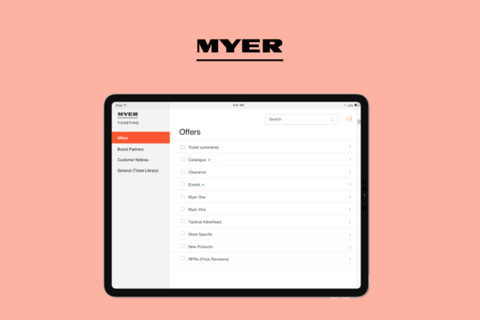 MYER's Staff Ticketing Tablet App project