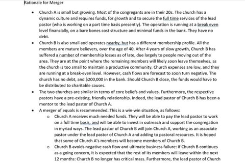 Non-profit Merger project
