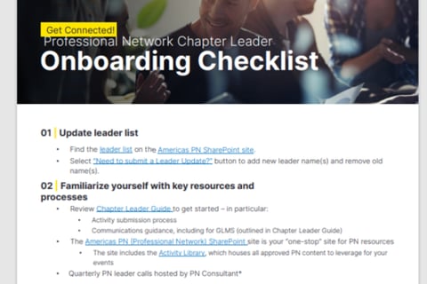 Onboarding Checklist for Employee Resource Group Leaders project