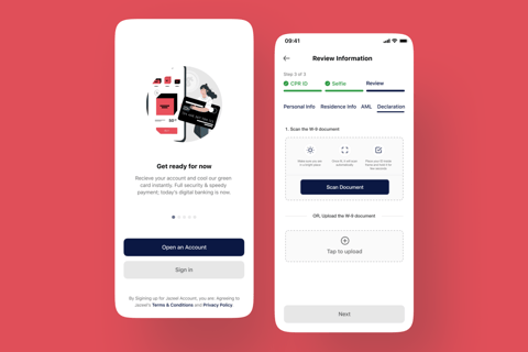 Fintech App eKYC Onboarding Journey for KFH Jazeel project
