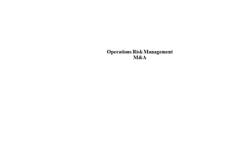 M&A Risk Management for a Major Bank project