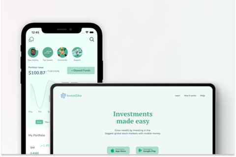 InvestSika | Mobile App and Landing Page Design for Investment Platform project