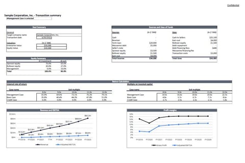 Reusable LBO Model for a US-based Private Equity Client project